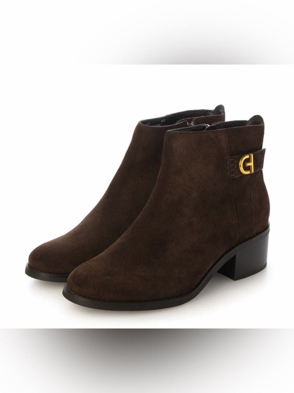Cole Haan Holis Dark Chocolate Suede Buckle Ankle Booties Women’s Size 6
